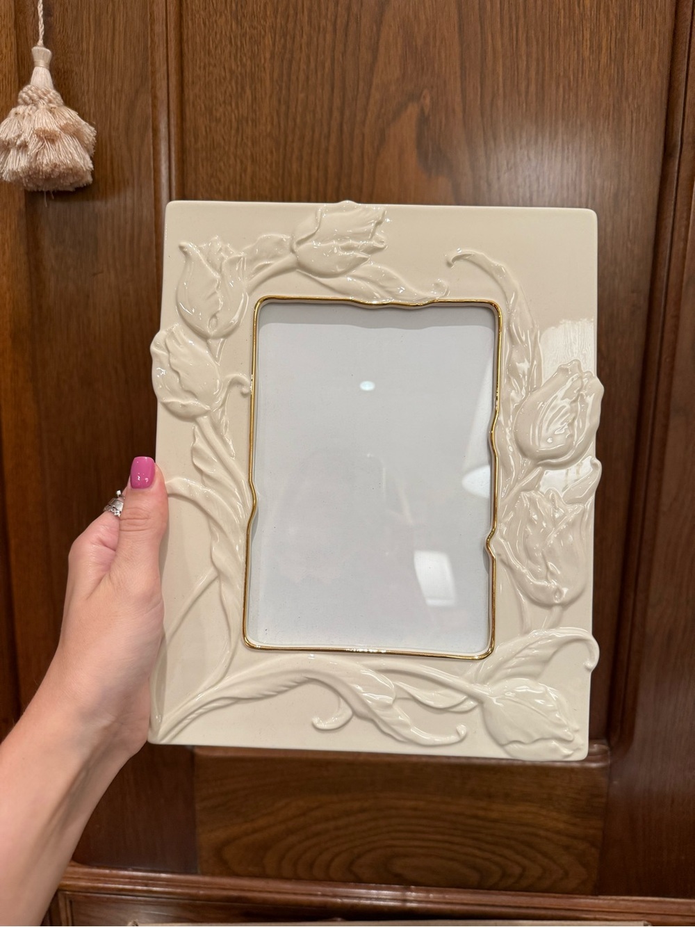 Lenox Cream Ceramic Frame with Gold Accent
